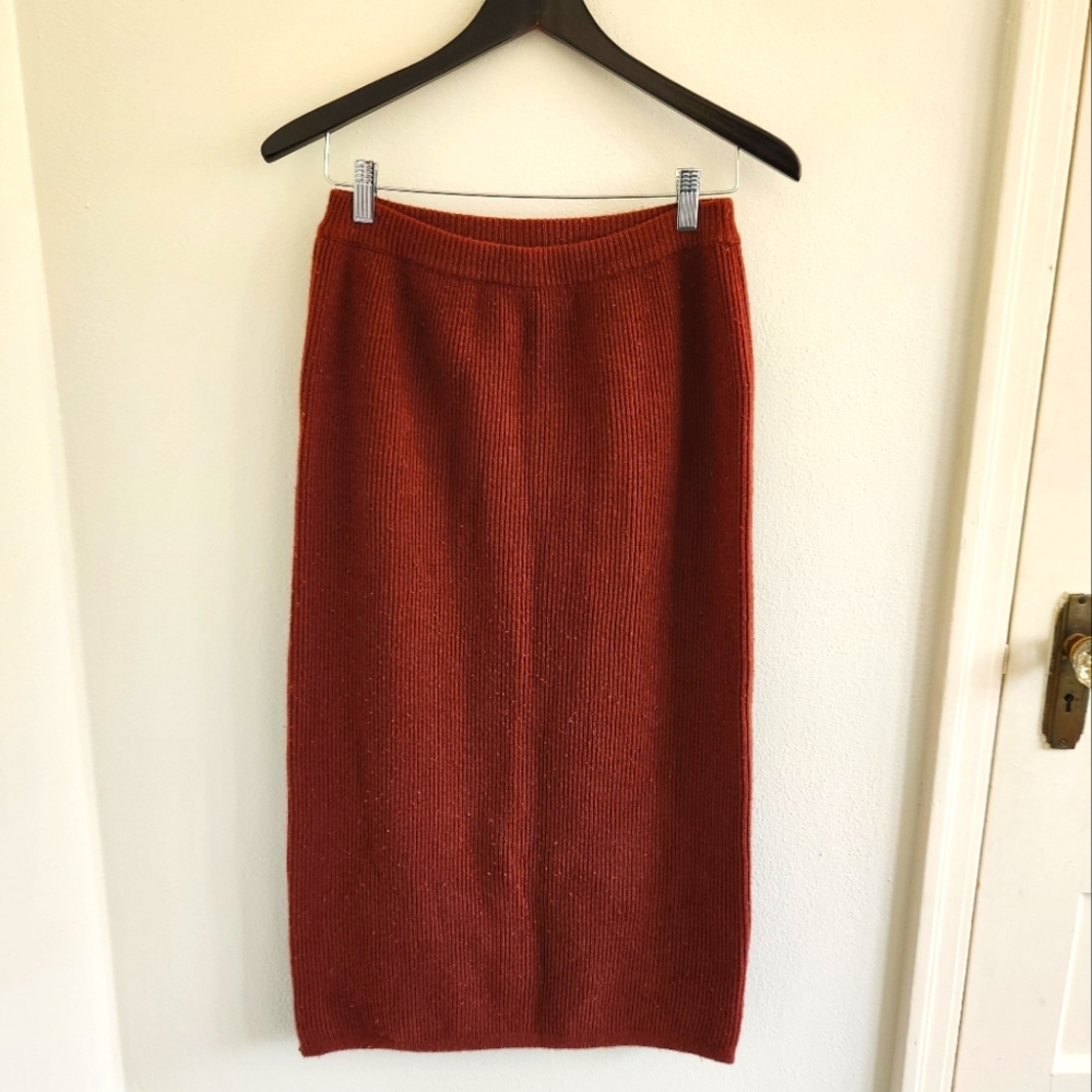 Vintage Wool Blend Midi Knit Skirt Medium